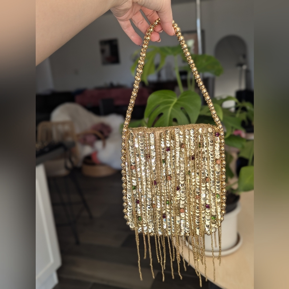 Anthropology Gold Sequin Purse
